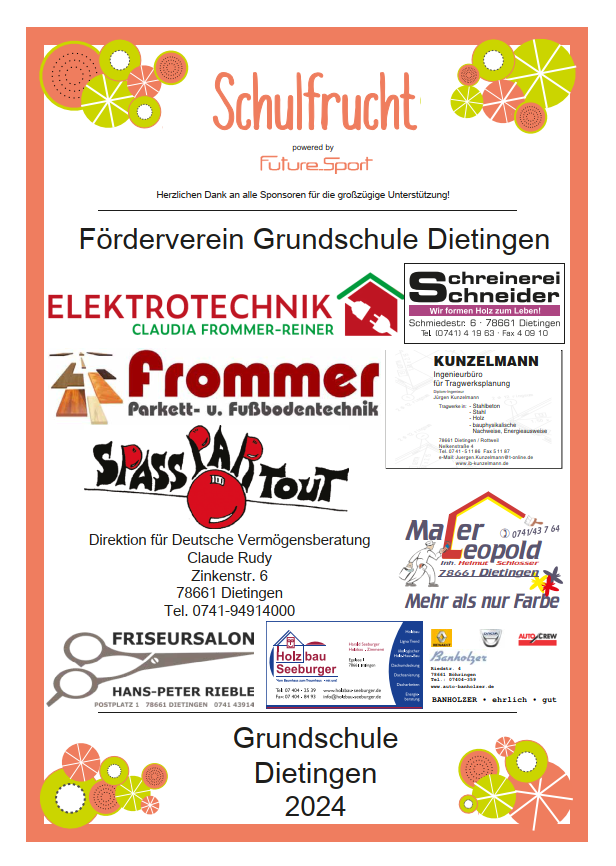 Sponsorenplakat Schulfruchtprogramm 2024 2025